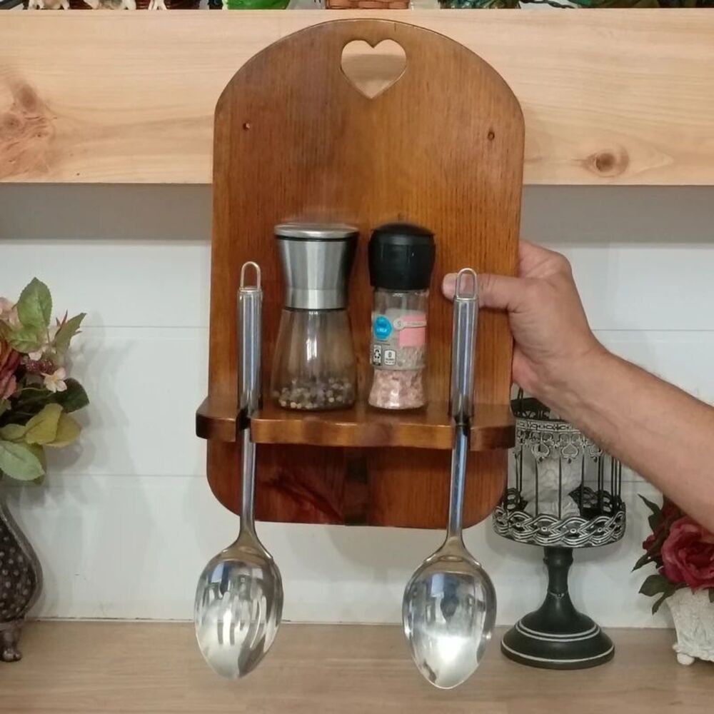 Vintage 15" Handmade Wooden Shelf Heart Cutout Farmhouse Country Decor